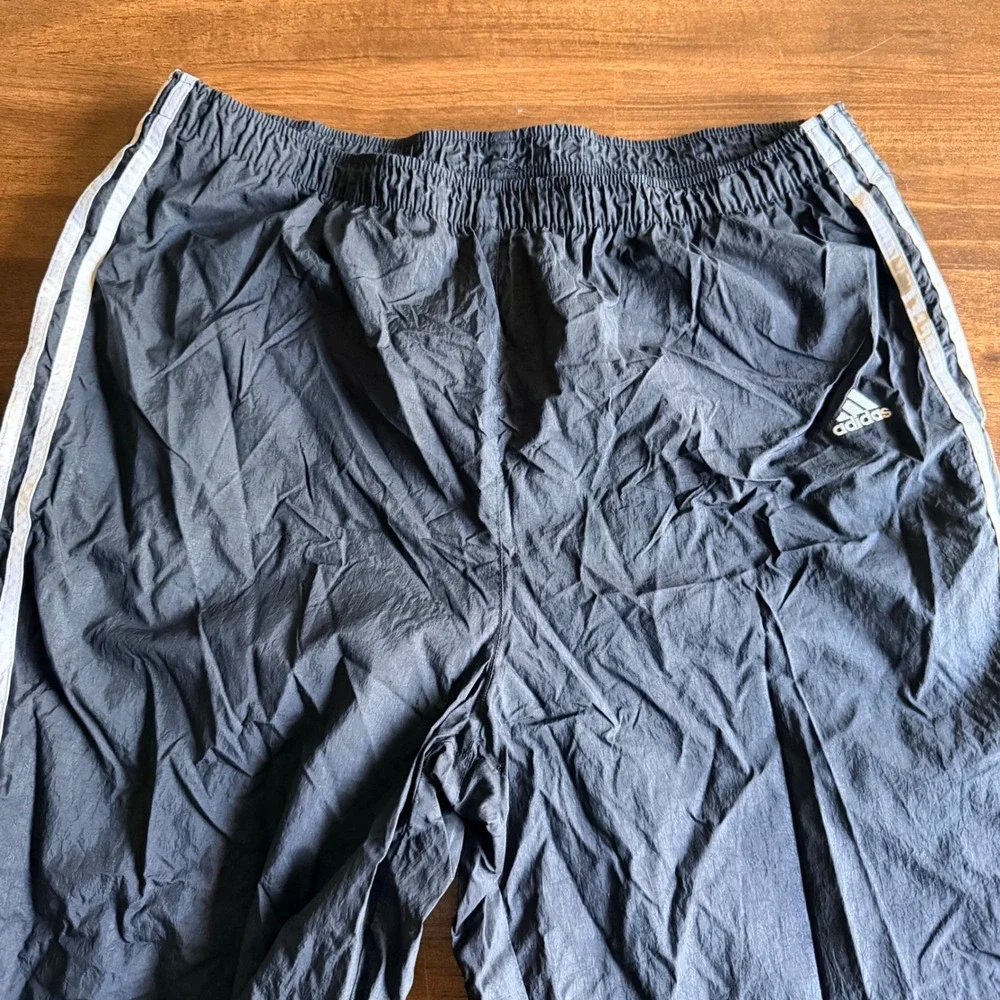 Vintage Adidas Mens Black White Stripe Windbreaker Tracksuit Set XL Broken Zip